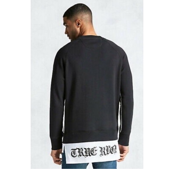 TRUE RELIGION Jet Black Pull Over Raglan W/Shirt Tail Mens 2XL RT $168 EUC - Picture 3 of 10